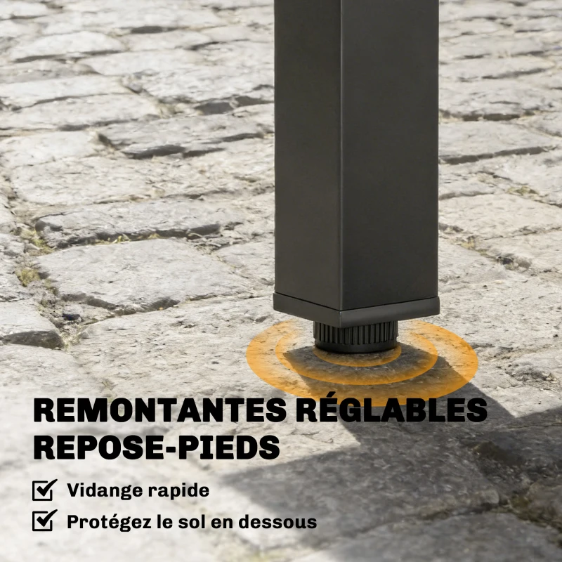 Outsunny Table de jardin extensible pour 4 à 6 personnes, 160/80 x 80 x 75 cm, table à manger extérieure en aluminium, noir