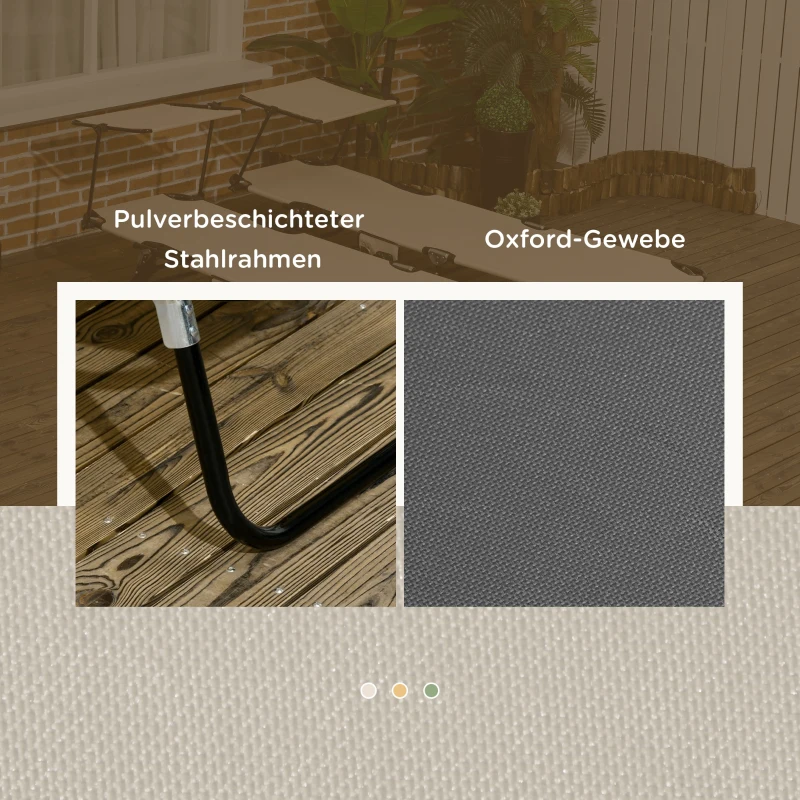 Outsunny 2er Set Sonnenliege klappbar Gartenliege mit Sonnendach 5-Fach höhenverstellbarer Rückenlehne Dunkelgrau