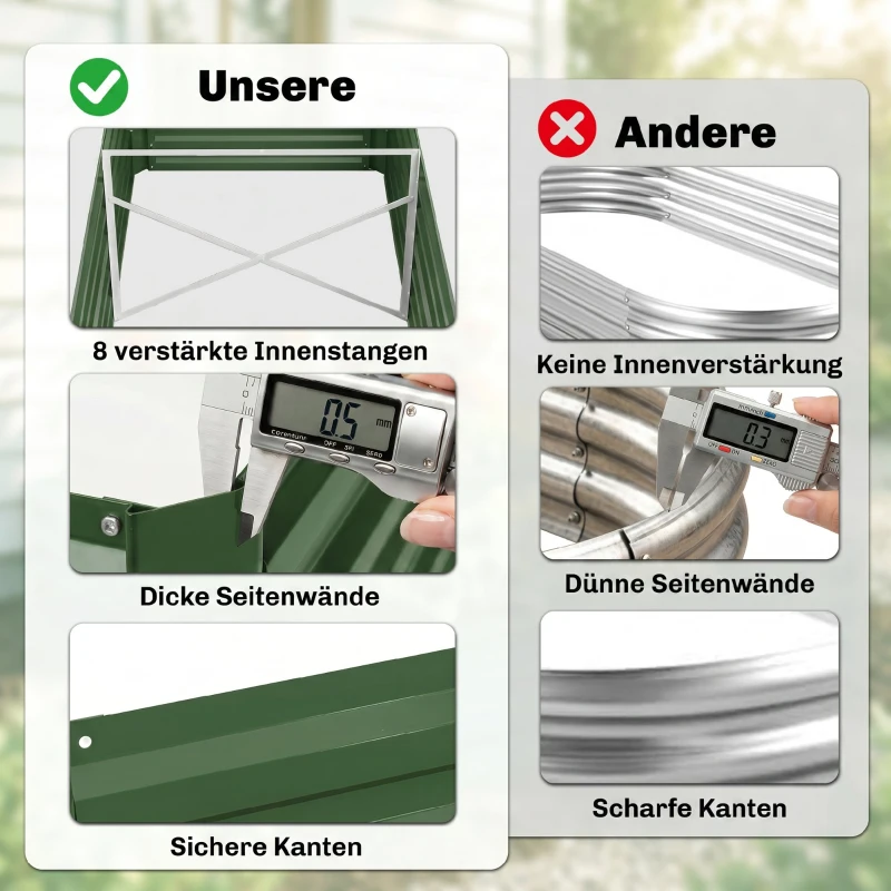 Outsunny Pflanzenkübel, Handliches Blumenbeet zum Anpflanzen, Hegen und Pflegen, Hochbeet, Stahl, Grün