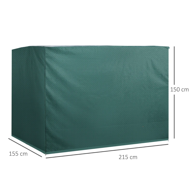 Outsunny Housse de protection pour balancelle de jardin 3 places, housse de balancelle de jardin, toile PE imperméable, anti-poussière et coupe-vent, 215 x 155 x 150 cm, vert