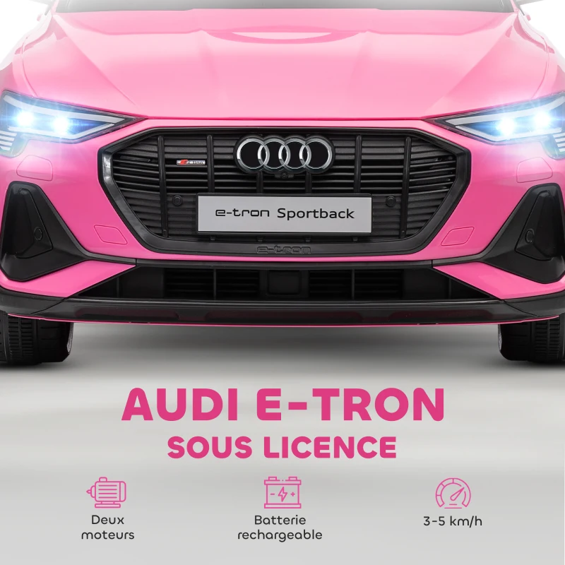 HOMCOM Voiture électrique enfants, véhicule électrique 12V avec télécommande 2,4G, phares, musique, klaxon, port USB, MP3, rose