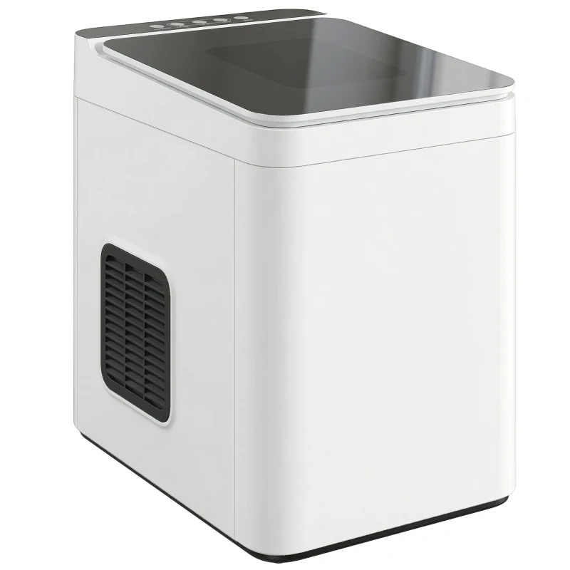 HOMCOM Zelfreinigende tafel-ijsblokjesmachine, compacte ijsbereider met schep en mand, wit