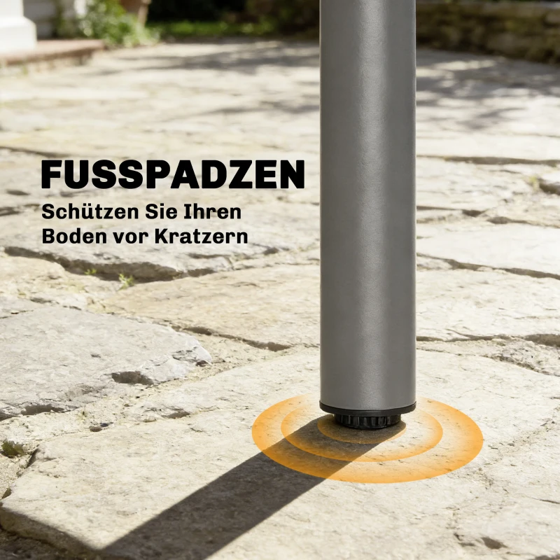Outsunny Gartentisch 165 x 80 cm für 6 Personen Esstisch mit Lamellen-Tischplatte Stahlrahmen, Rechteckig
