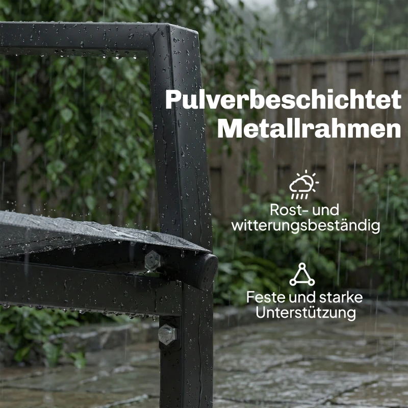 Outsunny 2-Sitzer Gartenbank Sitzbank mit Rücken- & Armlehnen, 2-stufigem Glastisch Parkbank 240kg belast 135 x 67 x 81 cm Grau