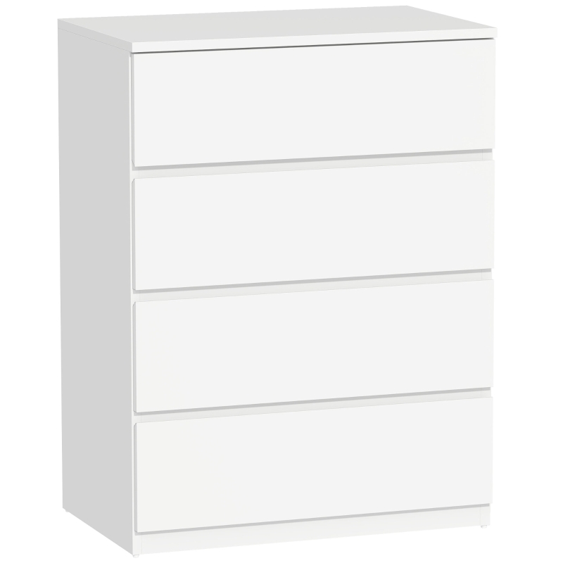 HOMCOM Commode 4 tiroirs meuble de rangement sans poignées design minimaliste 60 x 40 x 80 cm blanc