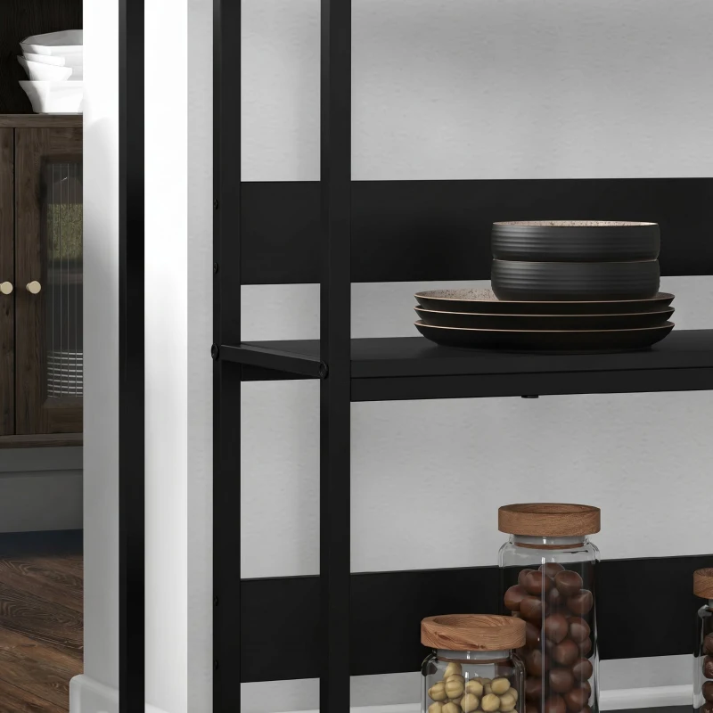 HOMCOM Insulă de Bucătărie cu Rafturi, Blat cu Efect de Marmură și Structură din Metal, 100x50x90cm, Negru și Alb