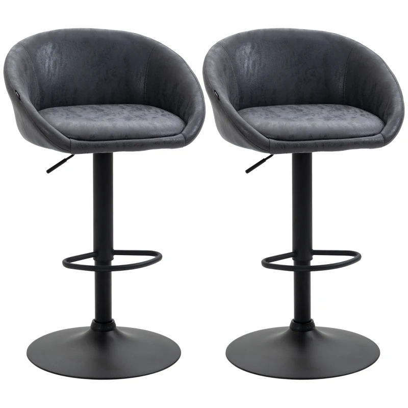 HOMCOM 2er-Set Barhocker, höhenverstellbar, 360-Grad-Schwenk-Design, 57 cm x 50 cm x 84-104cm, Grau