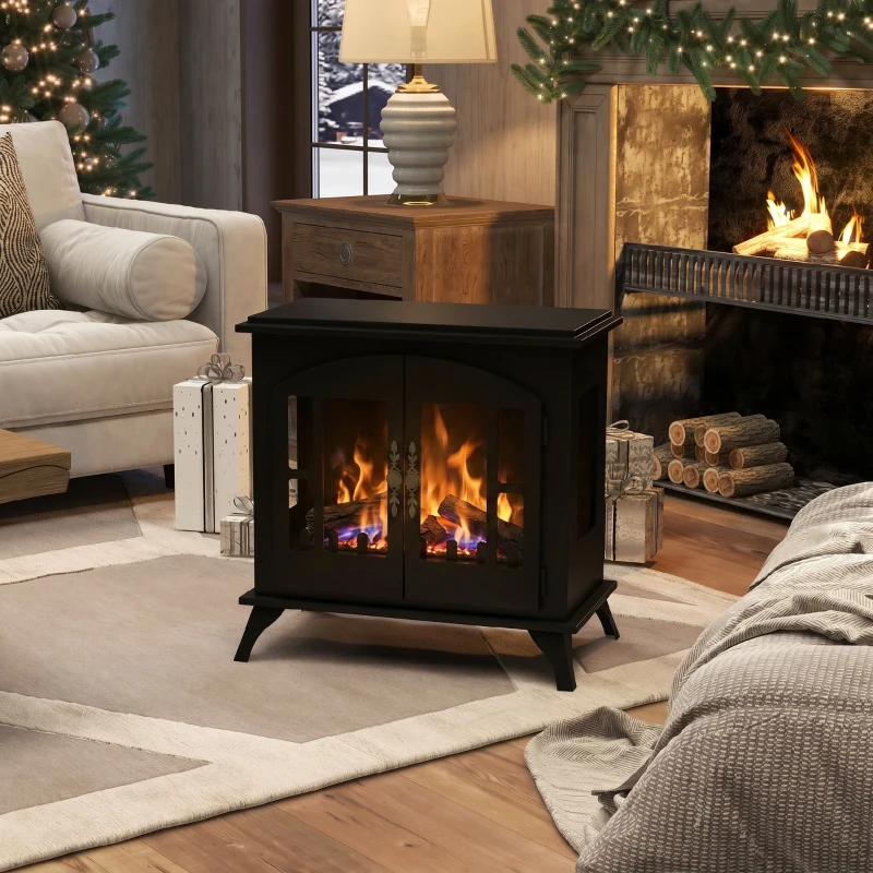 HOMCOM Șemineu pe Bioetanol din Oțel Inoxidabil cu Arzător de 0,9L pentru 3 Ore de Funcționare, 55x31x55cm, Negru