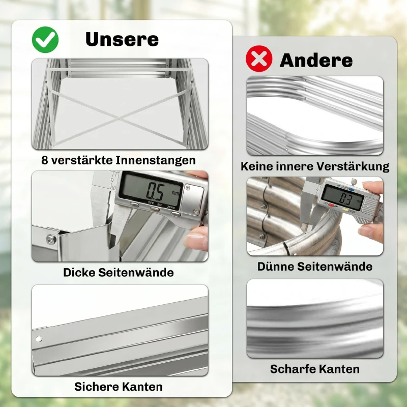 Outsunny Pflanzenkübel, Handliches Blumenbeet zum Anpflanzen, Hegen und Pflegen, Hochbeet, Stahl, Silber