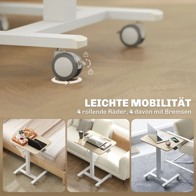 Vinsetto Stehpult Stehtisch, Laptoptisch, höhenverstellbar, 4 Rollen, 65 cm x 48 cm x 108 cm, Gelb