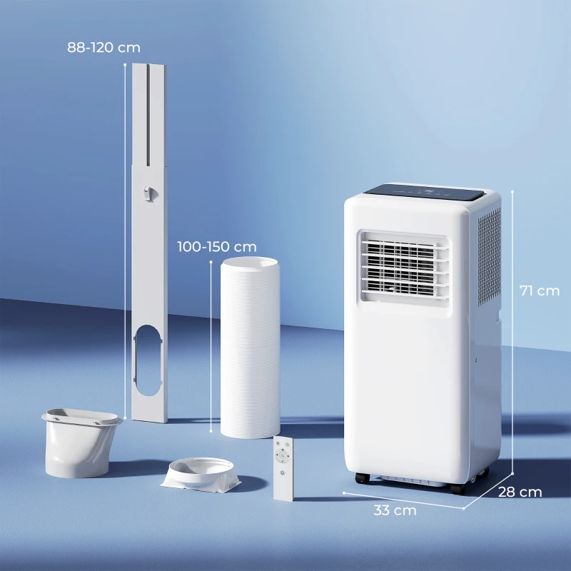 HOMCOM Mobile Klimaanlage, verschiedene Einstellungen, LED-Display, Timer, Räder, Weiß