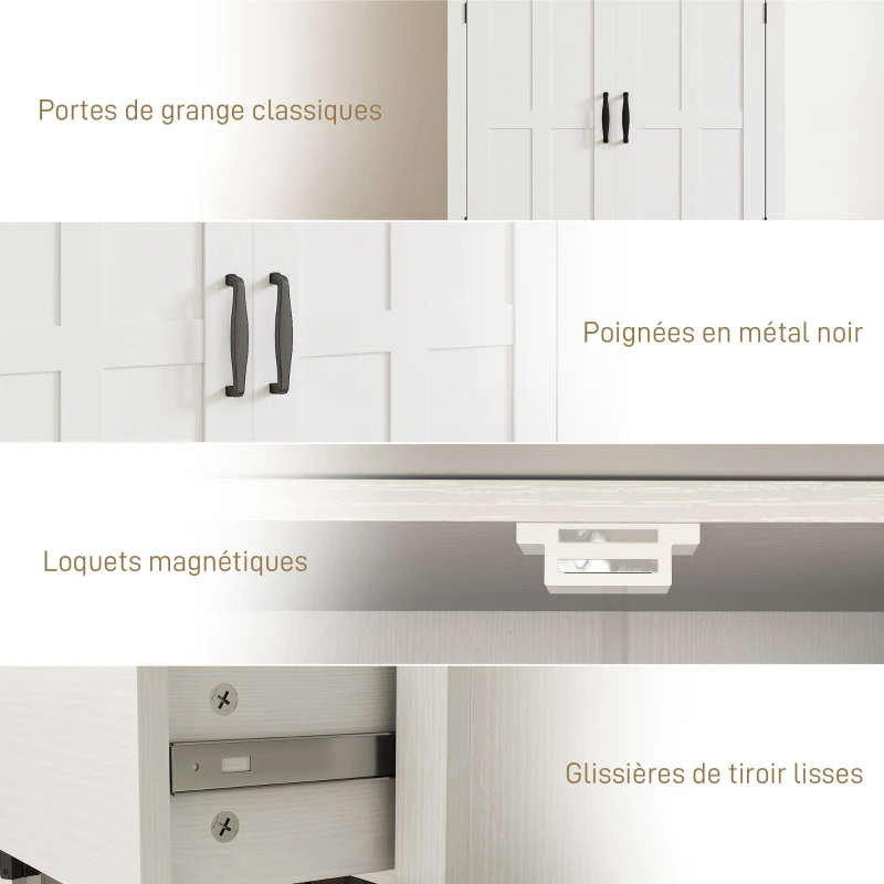 HOMCOM Buffet salon style moderne avec placard à 2 portes, tiroir et étagère réglable, 75,2 x 40 x 91,5 cm, blanc