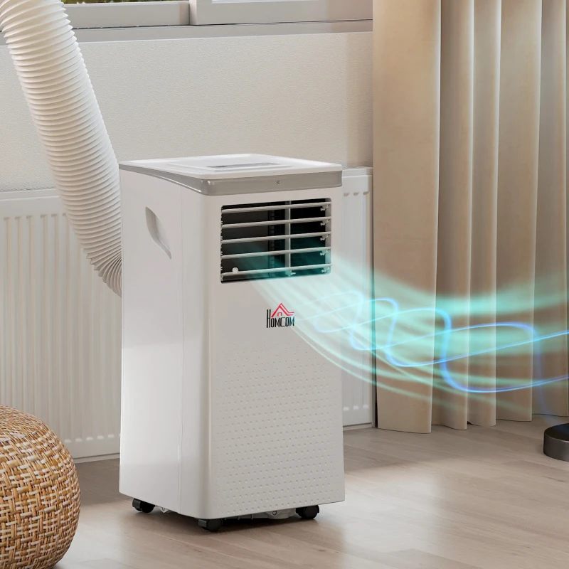 HOMCOM Climatiseur mobile 10000BTU, climatiseur portable 4 en 1 refroidissement déshumidificateur ventilateur mode nuit, blanc
