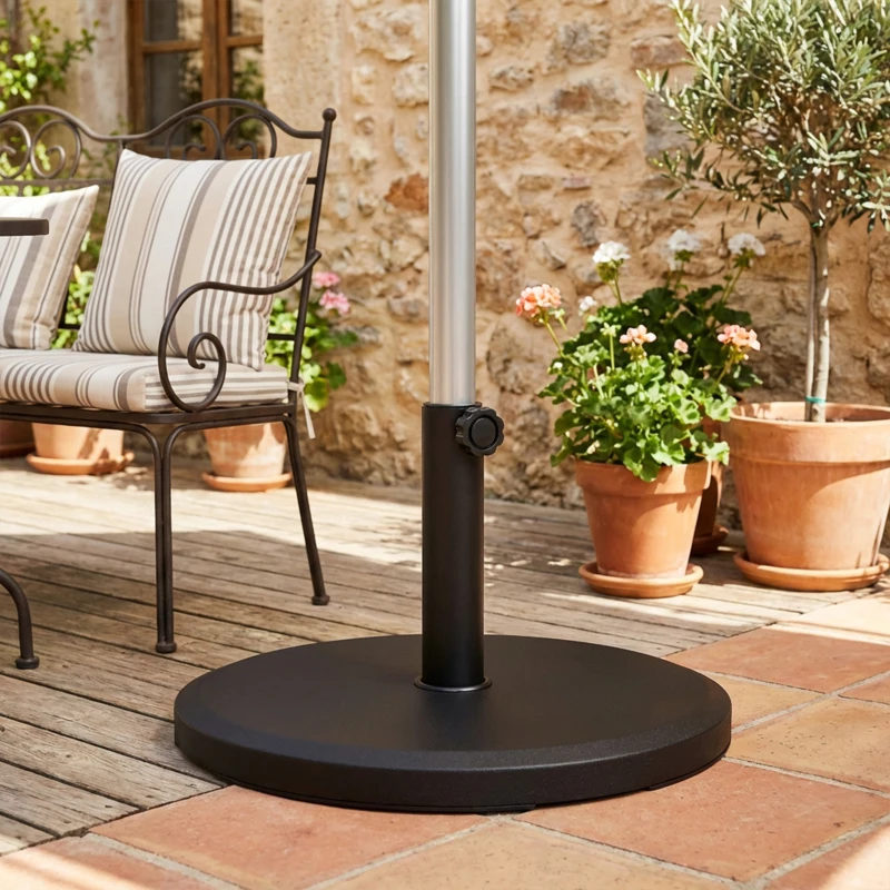 Outsunny Sonnenschirmständer aus Zement 13kg Rund Schirmständer für Sonnenschirm 34mm/38mm/48mm Rohrdurchmesser, Schwarz