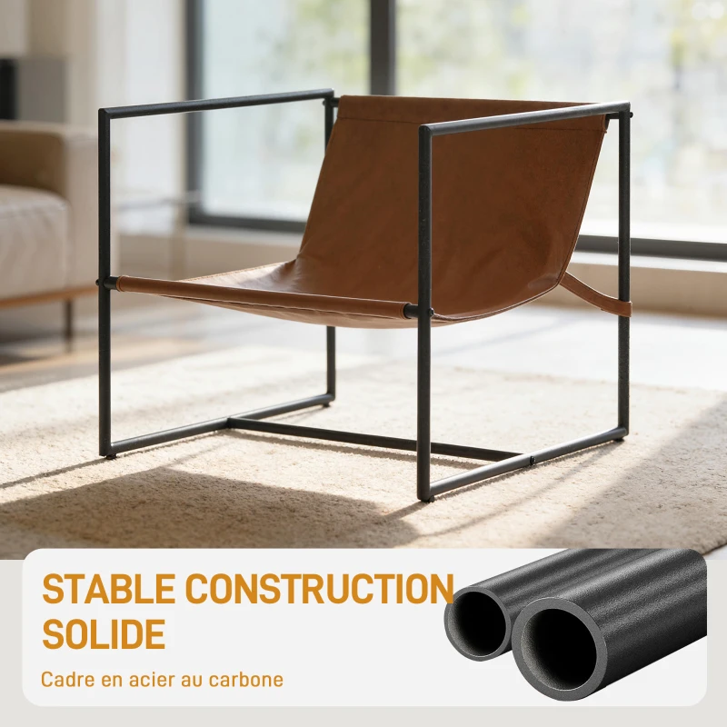 HOMCOM Fauteuil salon, fauteuil d'appoint rembourré en tissu bouclette, large assise et structure en acier, 77x91x80cm, crème