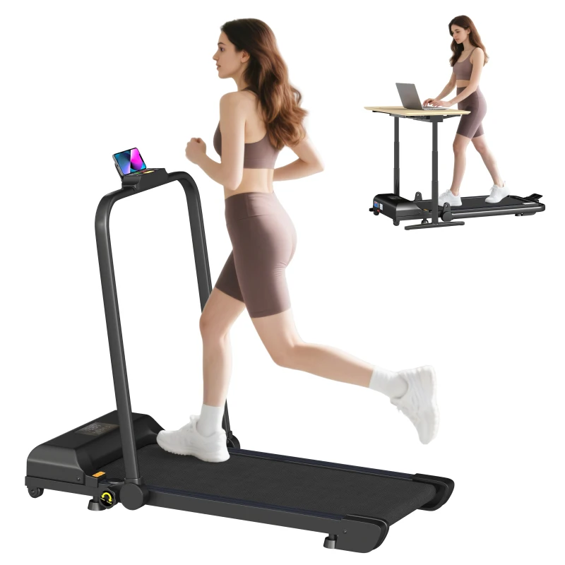HOMCOM Tapis de course électrique pliant 2 en 1, 1-10 km/h, tapis de marche électrique avec télécommande 130 x 59 x 96 cm noir