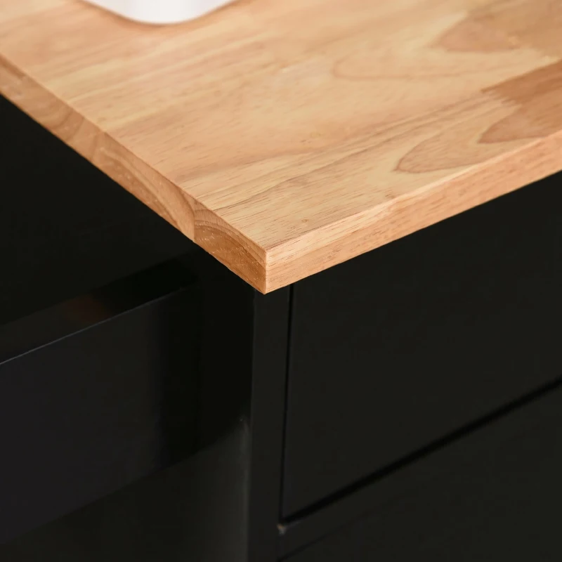 HOMCOM Dulap mobil de bucătărie cu sertar, dulap cu 2 uși, roți și bară laterală, 83x45x91.5cm, negru(m-8)