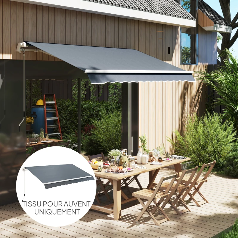 Outsunny Toile de Rechange Store Banne avec Lambrequin, Déperlante, Toile de Remplacement pour Store, Compatible 4 x 3 m, Gris