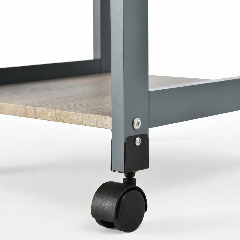 HOMCOM Cărucior de Bucătărie pentru Servire cu Sertar, 2 Rafturi și Tavă Detasabilă, 37x37x76cm, Gri