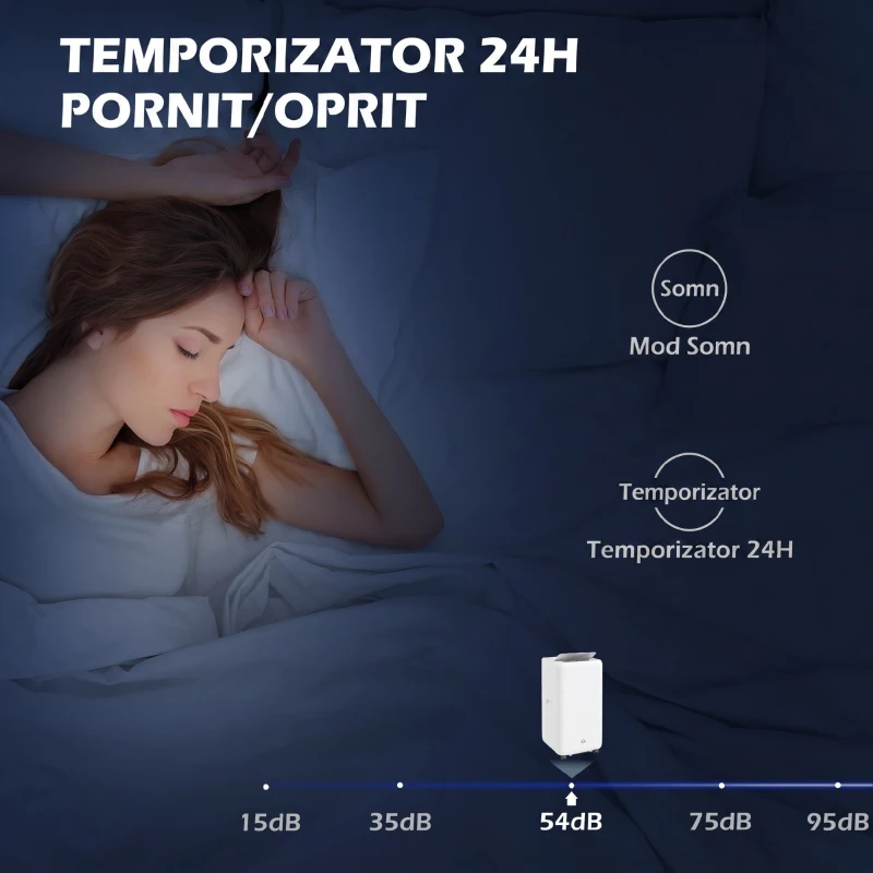 HOMCOM Aparat de aer condiționat portabil 1250W cu 5 moduri și timer 24h, 35.5x35x70 cm, alb