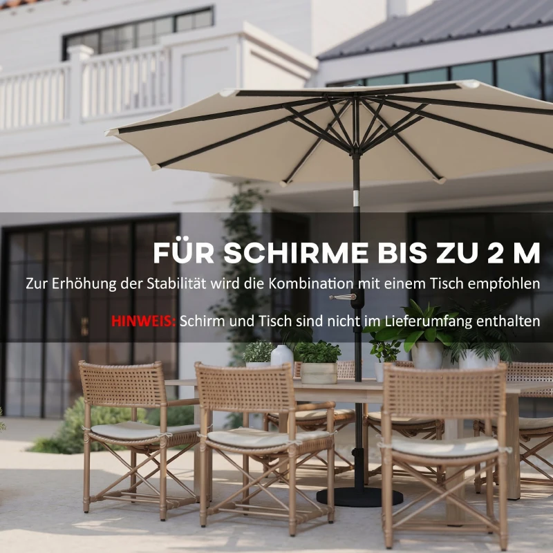 Outsunny Sonnenschirmständer aus Zement 13kg Rund Schirmständer für Sonnenschirm 34mm/38mm/48mm Rohrdurchmesser, Schwarz