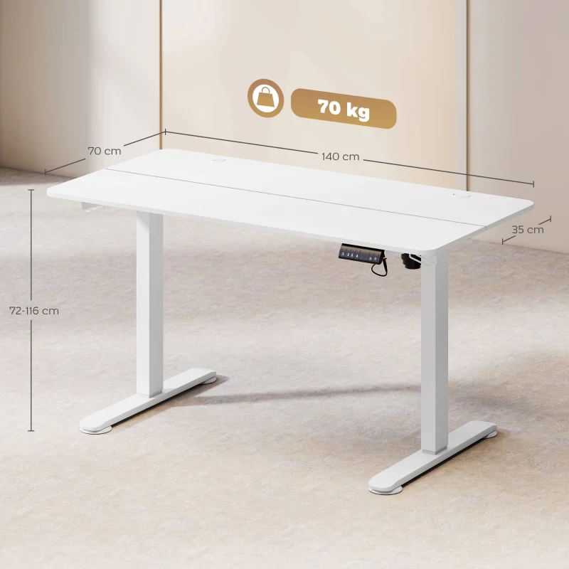 Vinsetto Stehpult höhenverstellbarer Computertisch Schreibtisch, 140 cm x 70 cm x 116 cm, Weiß