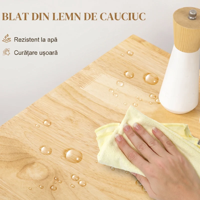 HOMCOM Carucior de bucătărie din lemn cu sertar, suport pentru condimente și dulap, 109x40x89 cm, gri și culoare lemn
