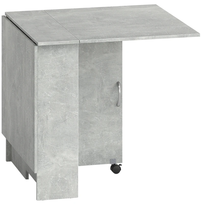HOMCOM Table pliante de cuisine salle à manger amovible sur roulettes 75L x 140l x 74H cm 2 étagères intégrées en bois