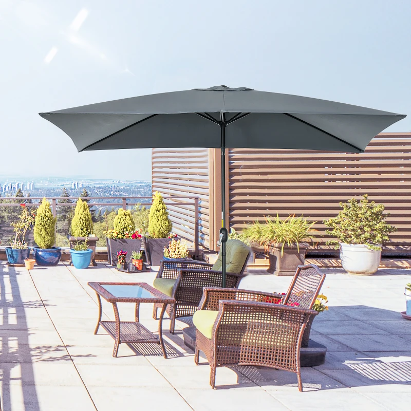 Outsunny Parasol inclinable rectangulaire aluminium polyester haute densité 3 x 2 m gris foncé