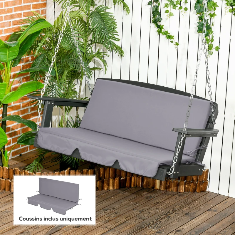 Outsunny Coussins pour balancelle de jardin, coussins pour balancelle 3 places, 2 pièces,130 x 45 x 5 cm, gris foncé