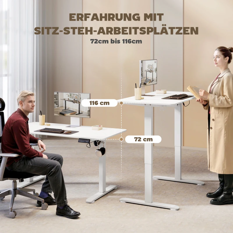 Vinsetto Stehpult höhenverstellbarer Computertisch Schreibtisch, 140 cm x 70 cm x 116 cm, Weiß