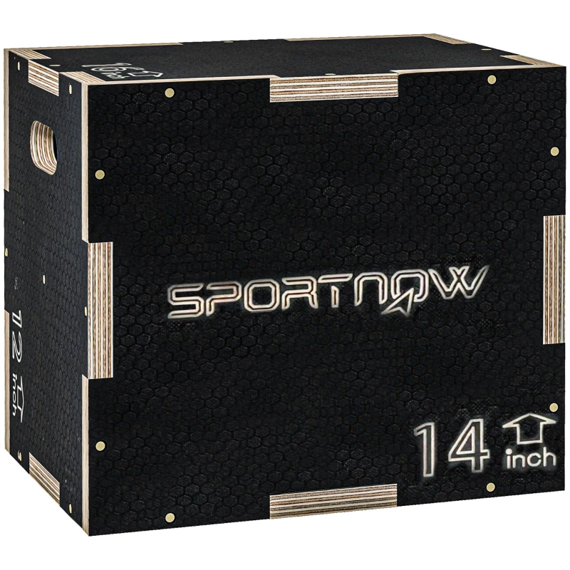 SPORTNOW Plyo-Box/Sprungbox, robust, 40,5 x 35,5 x 30,5 cm, Schwarz, Griff 10x3,5 cm, bis 120 kg