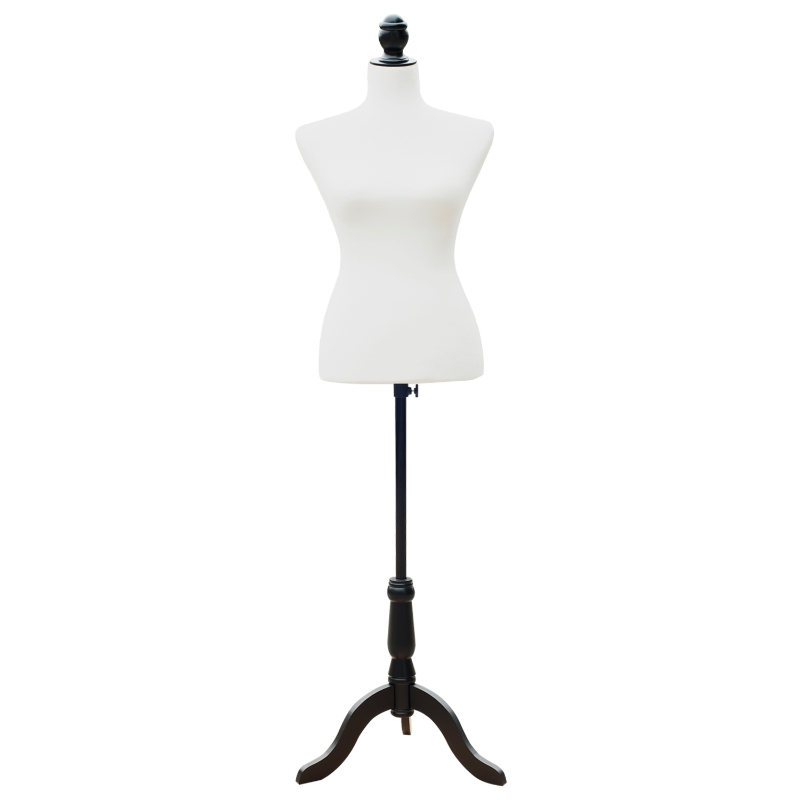 HOMCOM Mannequin-Torso, Kleiderpuppe, Schaufensterpuppe, Schaumstoff, Holz, Metall, Weiß