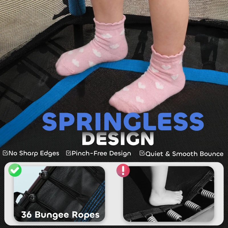 HOMCOM Kids Trampoline Mini Bouncer with Enclosure Safety Net For Ages 3-10 Years - Blue