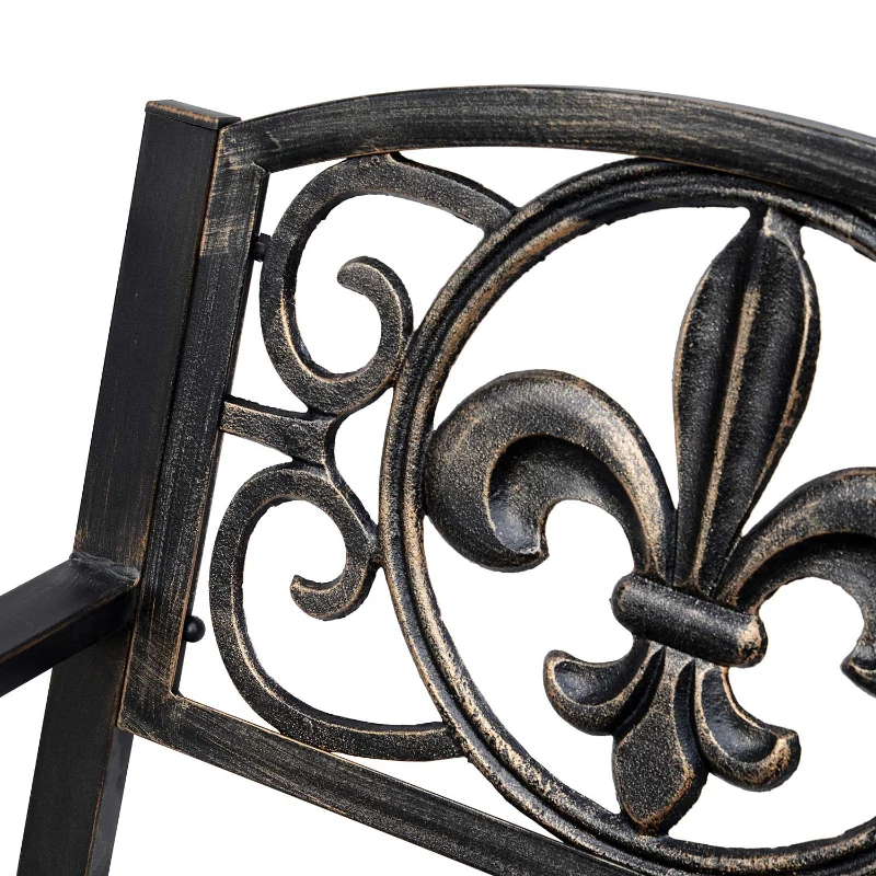 Outsunny Schaukelstuhl Gartenstuhl Schwingsessel antik Garten Metall Bronze B60 x T73 x H85cm