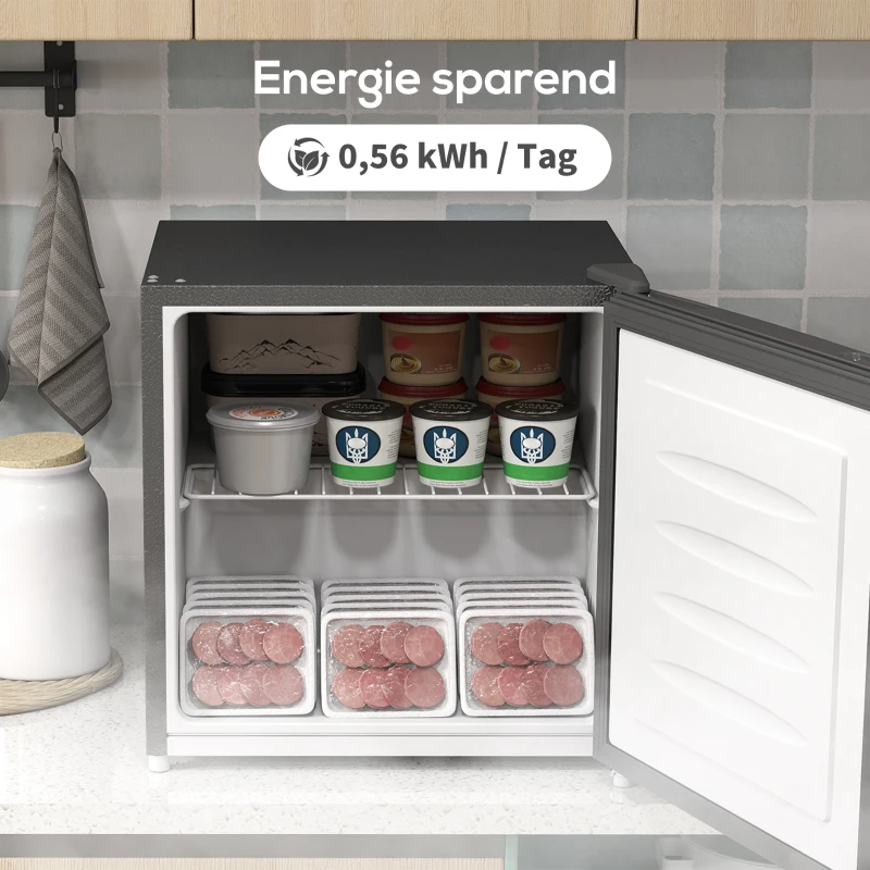 HOMCOM Mini-Gefrierschrank 35 L Gefrierbox elektrisch freistehend 161W Mini Gefriertruhe 47 x 44,2 x 48,8 cm Grau(m-9)