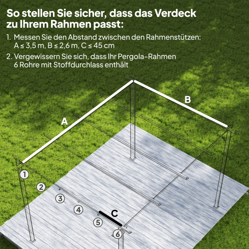 Outsunny Ersatzdach für 4 x 3 m Pergola, einziehbar, mit Regenabflusslöchern, wetterfest, Polyester, 350 x 260 cm Beige