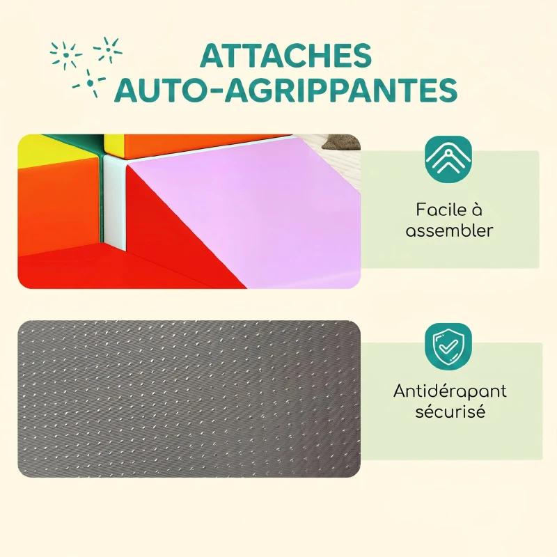 AIYAPLAY Parcours motricité bébé 10PCS, module motricité bébé en mousse EPE avec housse en revêtement PU, multicolore