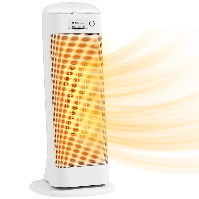 HOMCOM Încălzitor electric ceramic 2000W, 4 moduri și încălzire reglabilă, oscilație la 55°, alb