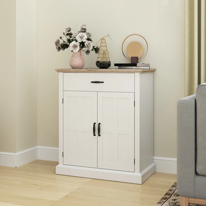 HOMCOM Buffet salon style moderne avec placard à 2 portes, tiroir et étagère réglable, 75,2 x 40 x 91,5 cm, blanc
