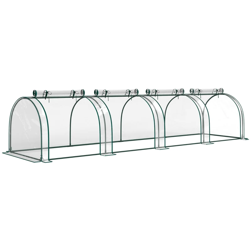 Outsunny Mini Serre de Jardin Serre à tomates 4L x 1l x 0,80H m Acier PVC Anti-UV 4 fenêtres Zip enroulables Vert et Transparent