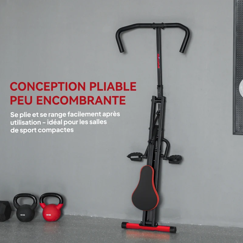 SPORTNOW Appareil d'entraînement abdominal, appareil de fitness pliable avec siège réglable, pour bras jambes 57x105x115cm rouge