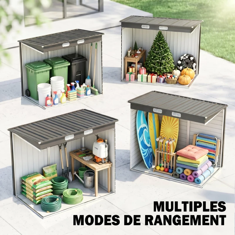 Outsunny Abri de jardin 2,3m² - pour Outils - cabanon Porte verrouillable - dim. 191L x 130P x 166,5-183H cm - acier