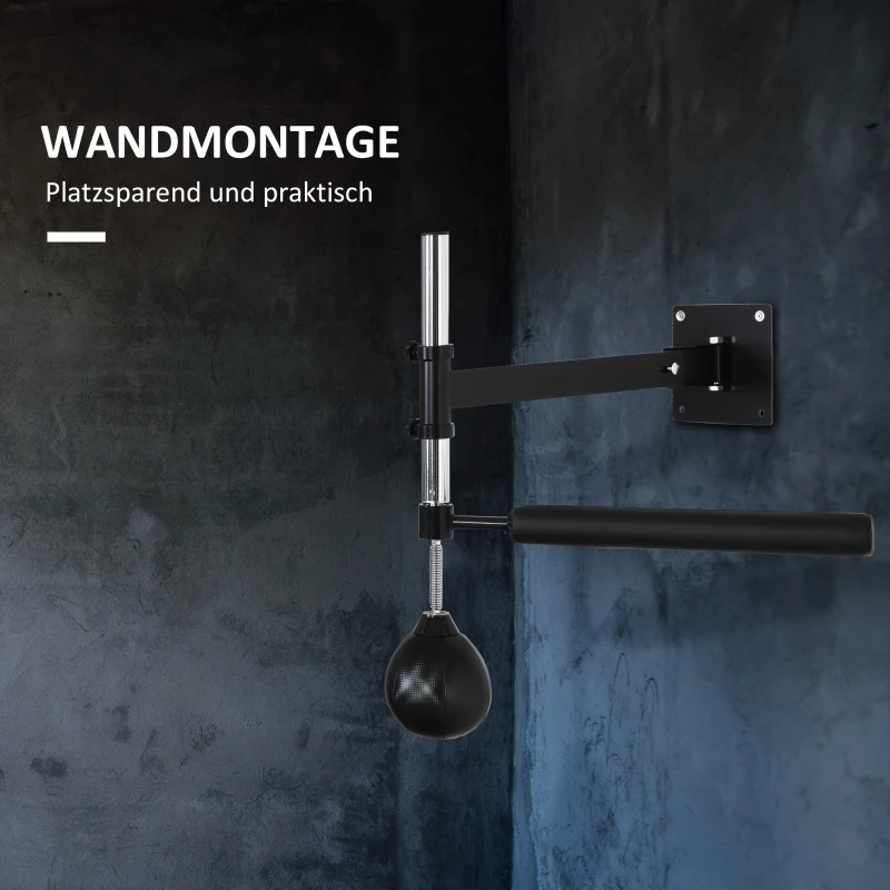 HOMCOM Boxgestell, mit Speedball, drehbarer Reflexstange, höhenverstellbar, klappbar, Stahl, 79 x 72 x 20cm