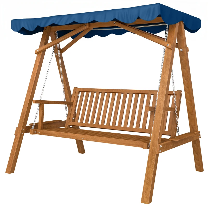 Outsunny Dondolo da Giardino 3 Posti in Legno con Baldacchino 205x133x186cm