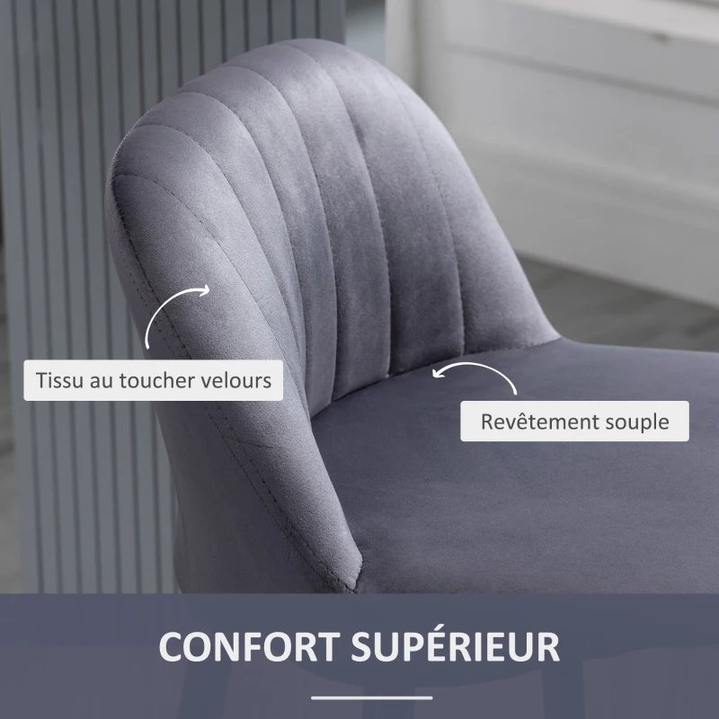 HOMCOM Lot de 2 tabourets de bar design contemporain avec repose-pieds hauteur réglable et pivotant gris