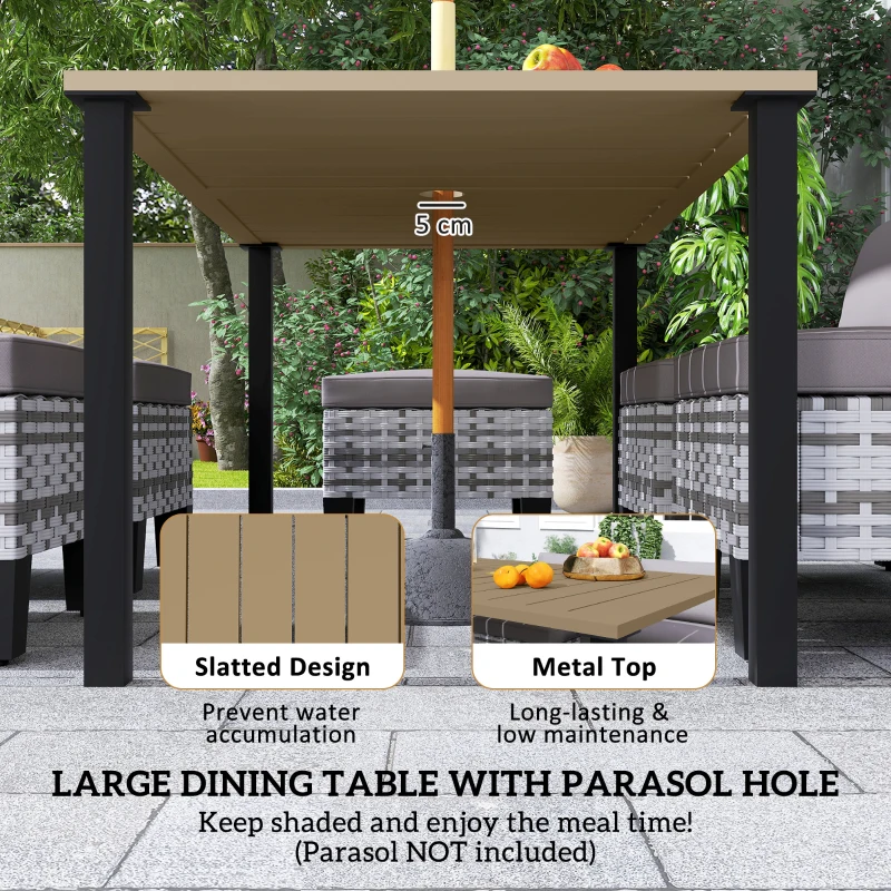 Outsunny Seven-Piece Rattan Dining Set - Grey