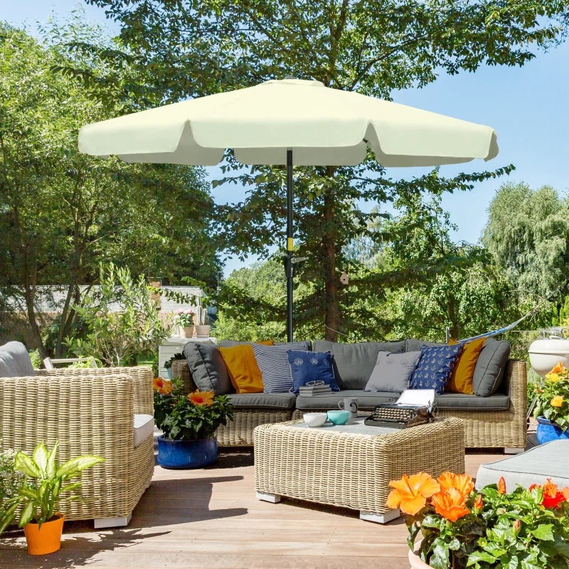 Outsunny Parasol de jardin extérieur parasol inclinable rond Ø2,7 m avec manivelle et protection solaire UV50+, beige