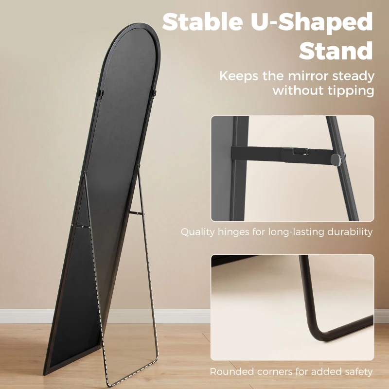 HOMCOM Lustro stojące, pełnowymiarowe, nowoczesny design, 50 x 1,5 x 161,5 cm, czarne