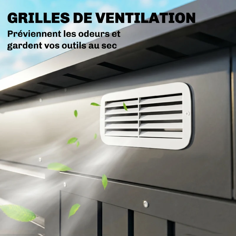 Outsunny Abri de jardin 2,3m² - pour Outils - cabanon Porte verrouillable - dim. 191L x 130P x 166,5-183H cm - acier